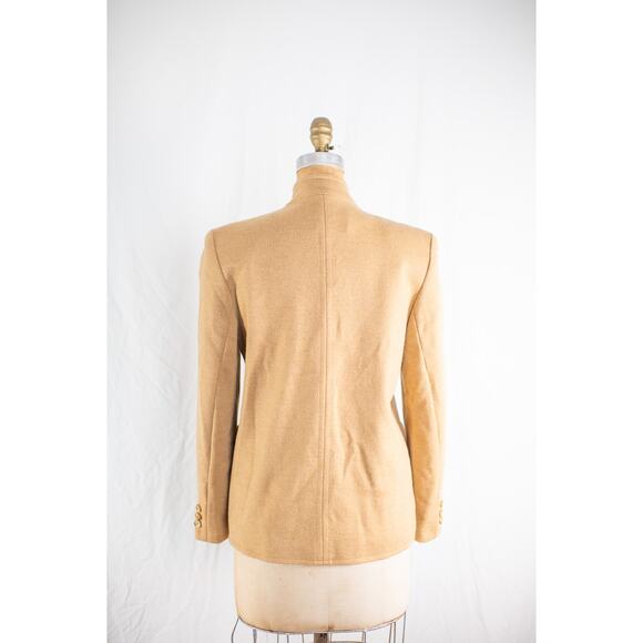 Vintage 70s Camel Brown Wool Blazer Pockets, Preppy Classic Tan Jacket, Retro, S - Picture 4 of 10